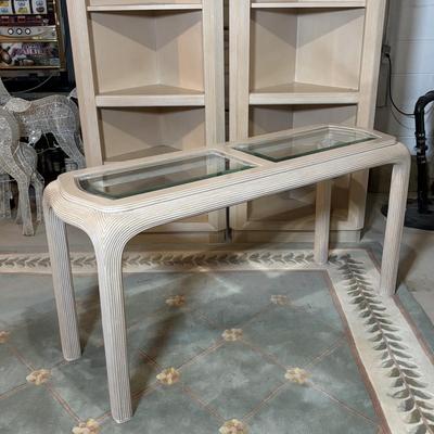 LOT 92: Made in USA Contemporary Style Corner Bookcases & Console Table