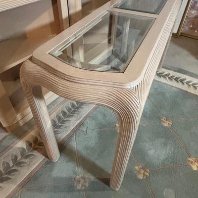 LOT 92: Made in USA Contemporary Style Corner Bookcases & Console Table
