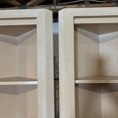LOT 92: Made in USA Contemporary Style Corner Bookcases & Console Table