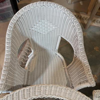 LOT 93: Brylane Home All-Weather Resin Wicker Table & Chairs