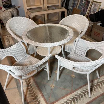 LOT 93: Brylane Home All-Weather Resin Wicker Table & Chairs