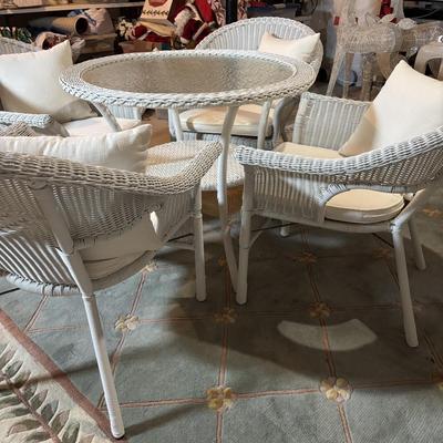 LOT 93: Brylane Home All-Weather Resin Wicker Table & Chairs