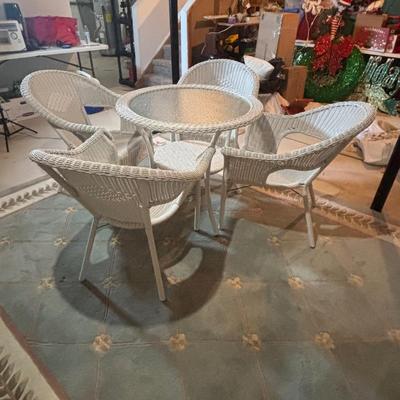 LOT 93: Brylane Home All-Weather Resin Wicker Table & Chairs
