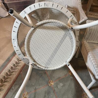 LOT 93: Brylane Home All-Weather Resin Wicker Table & Chairs