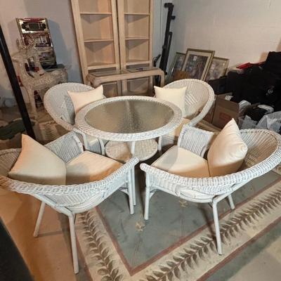 LOT 93: Brylane Home All-Weather Resin Wicker Table & Chairs