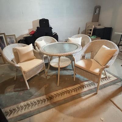 LOT 93: Brylane Home All-Weather Resin Wicker Table & Chairs