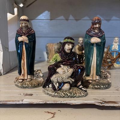 LOT 105: Vintage Handcrafted Nativity Set
