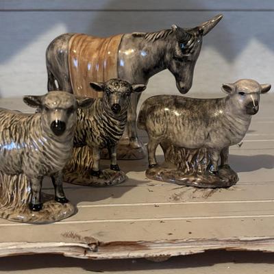 LOT 105: Vintage Handcrafted Nativity Set