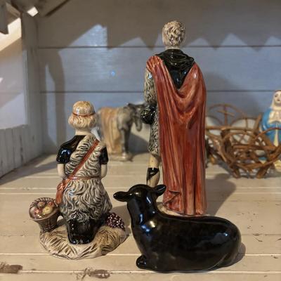 LOT 105: Vintage Handcrafted Nativity Set