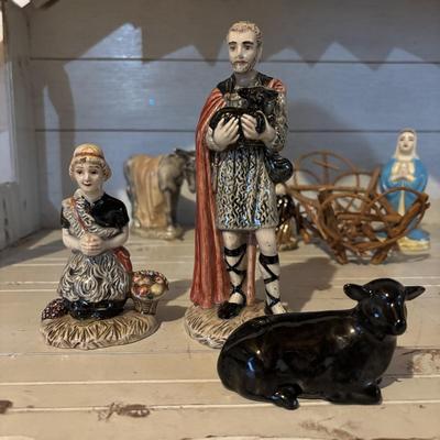 LOT 105: Vintage Handcrafted Nativity Set