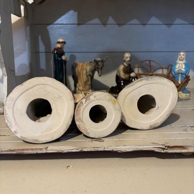LOT 105: Vintage Handcrafted Nativity Set