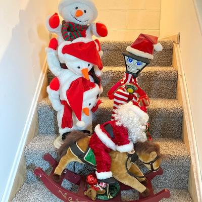 LOT 280: Electronic / Animated Holiday Display Collection - Snowmen, Frank E Post and Cowboy Santa in Original Box