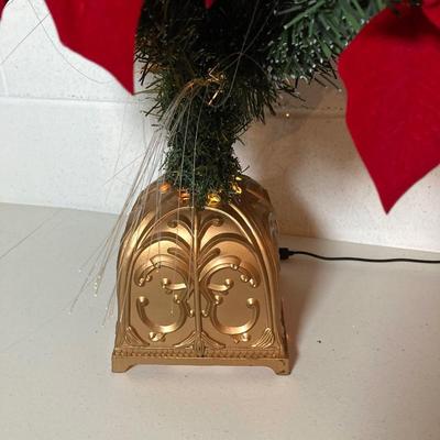 LOT 283: Holiday Decor Collection - Fiber Optic Poinsettia Trees and Animated Dolls