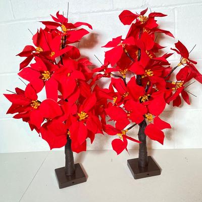 LOT 283: Holiday Decor Collection - Fiber Optic Poinsettia Trees and Animated Dolls