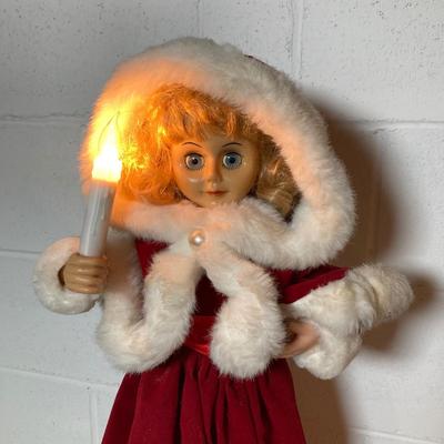 LOT 283: Holiday Decor Collection - Fiber Optic Poinsettia Trees and Animated Dolls