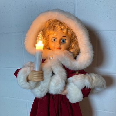LOT 283: Holiday Decor Collection - Fiber Optic Poinsettia Trees and Animated Dolls