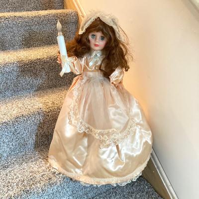 LOT 283: Holiday Decor Collection - Fiber Optic Poinsettia Trees and Animated Dolls