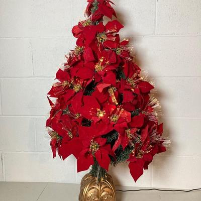 LOT 283: Holiday Decor Collection - Fiber Optic Poinsettia Trees and Animated Dolls