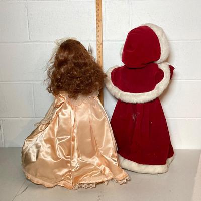 LOT 283: Holiday Decor Collection - Fiber Optic Poinsettia Trees and Animated Dolls