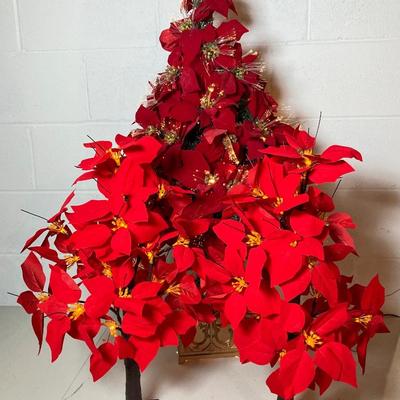 LOT 283: Holiday Decor Collection - Fiber Optic Poinsettia Trees and Animated Dolls