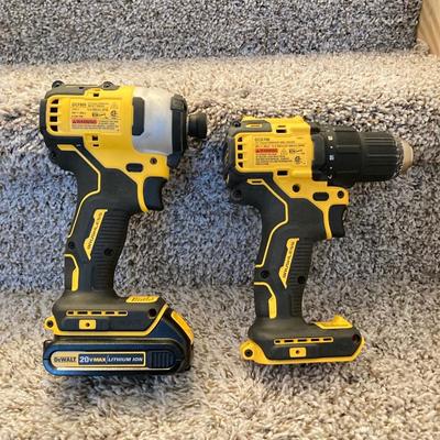 LOT 286: Dewalt Cordless Impact Driver DCF809, Cordless Drill Driver DCD708 with Bag, Charger, Batteries and Drill Bits