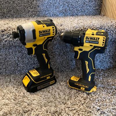 LOT 286: Dewalt Cordless Impact Driver DCF809, Cordless Drill Driver DCD708 with Bag, Charger, Batteries and Drill Bits