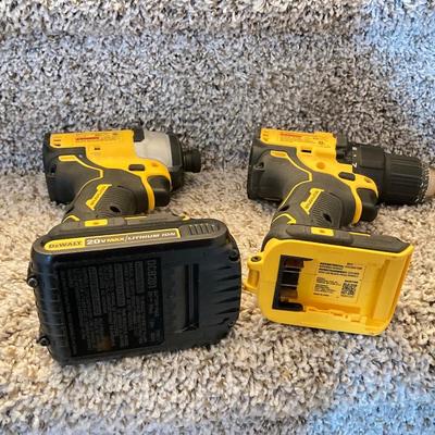 LOT 286: Dewalt Cordless Impact Driver DCF809, Cordless Drill Driver DCD708 with Bag, Charger, Batteries and Drill Bits