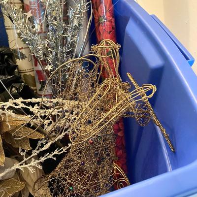 LOT 288: Holiday Gift Wrap and Decorations in Large Storage Tote