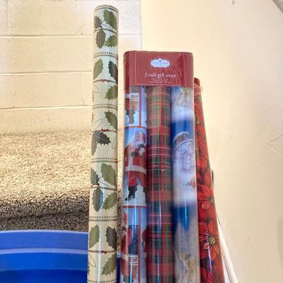 LOT 288: Holiday Gift Wrap and Decorations in Large Storage Tote