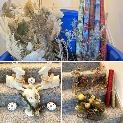 LOT 288: Holiday Gift Wrap and Decorations in Large Storage Tote