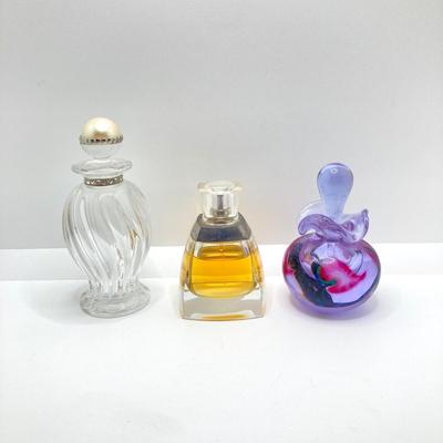 LOT 181: Perfume (Chanel /Vera Wang / Alexander Julian / Lancome), Bottles (Signed Included), Cristal Sevres France Frosted Bird and Moe