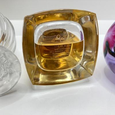 LOT 181: Perfume (Chanel /Vera Wang / Alexander Julian / Lancome), Bottles (Signed Included), Cristal Sevres France Frosted Bird and Moe