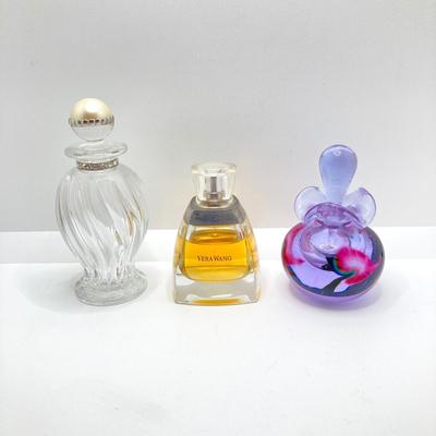 LOT 181: Perfume (Chanel /Vera Wang / Alexander Julian / Lancome), Bottles (Signed Included), Cristal Sevres France Frosted Bird and Moe