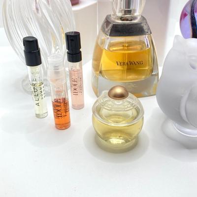 LOT 181: Perfume (Chanel /Vera Wang / Alexander Julian / Lancome), Bottles (Signed Included), Cristal Sevres France Frosted Bird and Moe