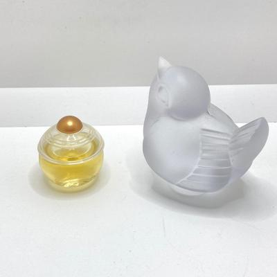 LOT 181: Perfume (Chanel /Vera Wang / Alexander Julian / Lancome), Bottles (Signed Included), Cristal Sevres France Frosted Bird and Moe