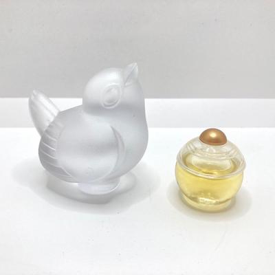 LOT 181: Perfume (Chanel /Vera Wang / Alexander Julian / Lancome), Bottles (Signed Included), Cristal Sevres France Frosted Bird and Moe