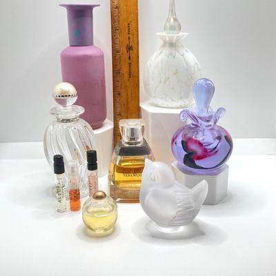 LOT 181: Perfume (Chanel /Vera Wang / Alexander Julian / Lancome), Bottles (Signed Included), Cristal Sevres France Frosted Bird and Moe