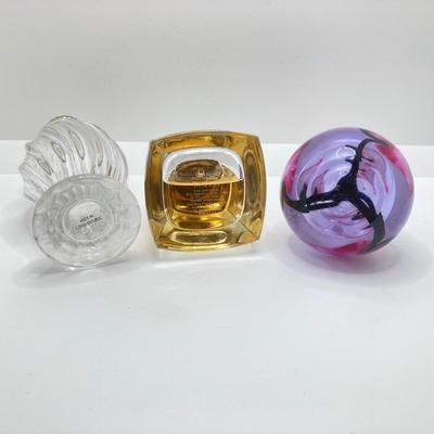 LOT 181: Perfume (Chanel /Vera Wang / Alexander Julian / Lancome), Bottles (Signed Included), Cristal Sevres France Frosted Bird and Moe