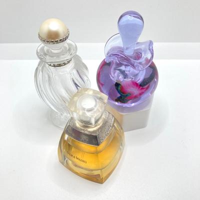 LOT 181: Perfume (Chanel /Vera Wang / Alexander Julian / Lancome), Bottles (Signed Included), Cristal Sevres France Frosted Bird and Moe