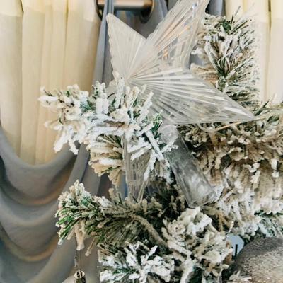 LOT 193: Flocked and Pre-lit Christmas Tree with White and Colored Lights