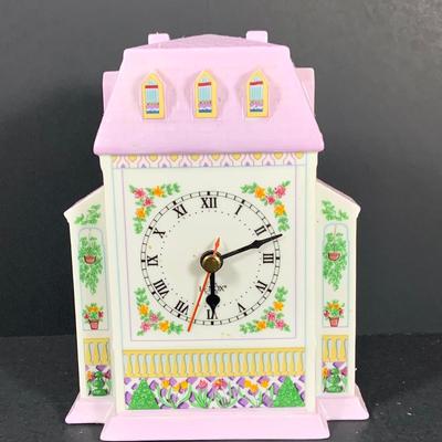 LOT 206: Lenox the Love Village Clock, Candlesticks, Napkin Holder with Cloth Napkins