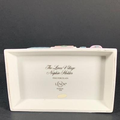 LOT 206: Lenox the Love Village Clock, Candlesticks, Napkin Holder with Cloth Napkins