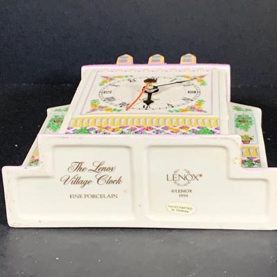 LOT 206: Lenox the Love Village Clock, Candlesticks, Napkin Holder with Cloth Napkins