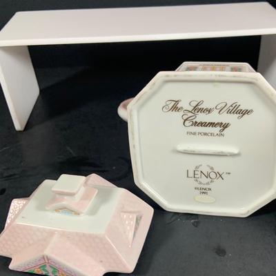 LOT 210: Lenox The Love Village Tea Pot, with Lid, Creamer, and Two(2) Sugar Bowls
