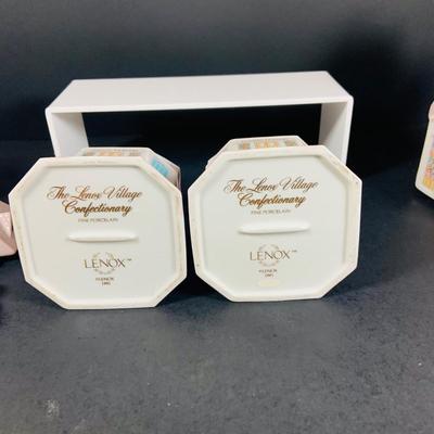 LOT 210: Lenox The Love Village Tea Pot, with Lid, Creamer, and Two(2) Sugar Bowls