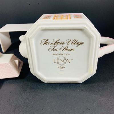 LOT 210: Lenox The Love Village Tea Pot, with Lid, Creamer, and Two(2) Sugar Bowls