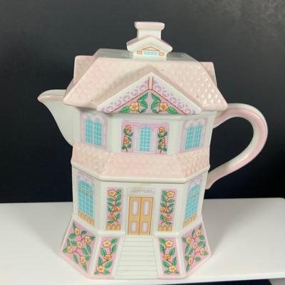 LOT 210: Lenox The Love Village Tea Pot, with Lid, Creamer, and Two(2) Sugar Bowls