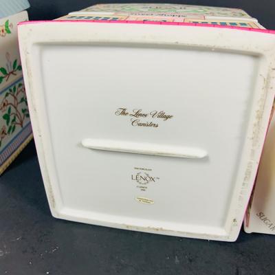 LOT211: Set of Three Lenox Love Village Canisters - Tea, Sugar and Coffee