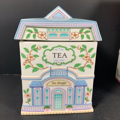 LOT211: Set of Three Lenox Love Village Canisters - Tea, Sugar and Coffee
