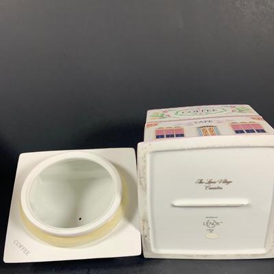 LOT211: Set of Three Lenox Love Village Canisters - Tea, Sugar and Coffee